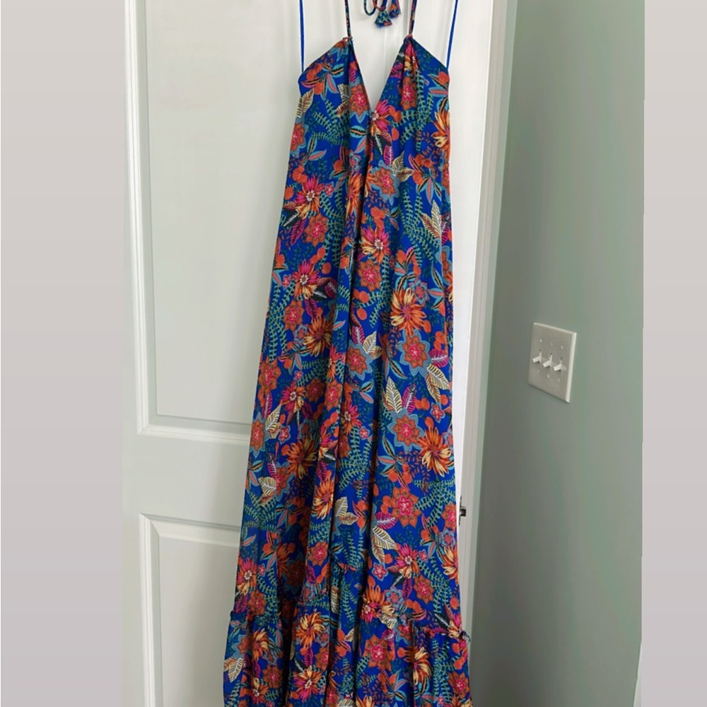 Vici Vibrant Floral Maxi Dress - Blue and Orange